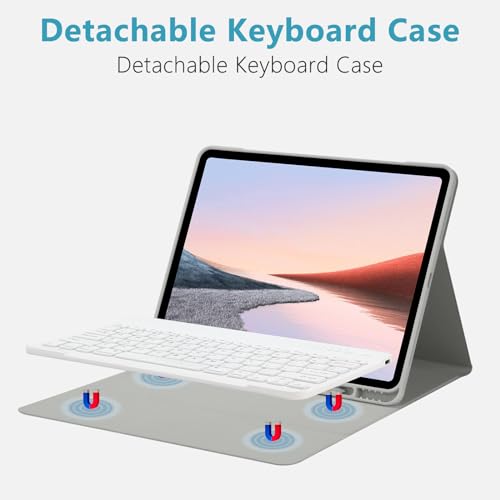 TQQ for iPad Air 13-inch (M3/M2, 2025/2024) & Pro 12.9 inch Case with Keyboard, Keyboard case for 12.9-inch iPad Pro 6th/5th Gen - with Pencil Holder for iPad Air 13-inch/iPad Pro 12.9 (Gray) - Image 3