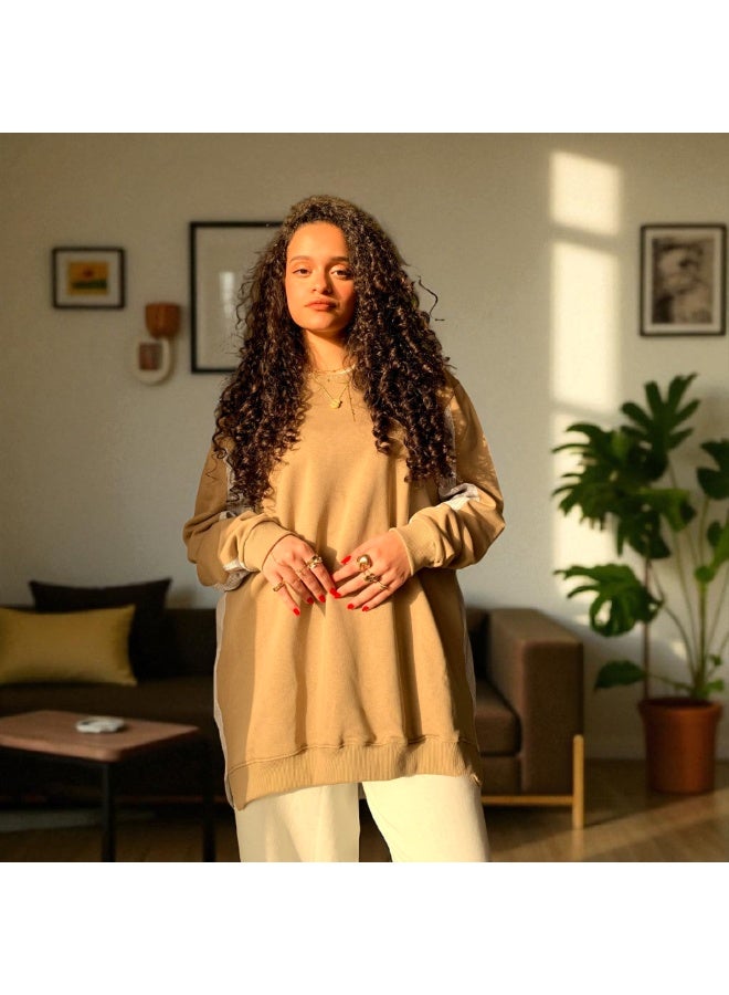 بدايه مودا سمرميلتون سويتشيرت قطن كافيه و الضهر داكرون - حريمى - Image 3