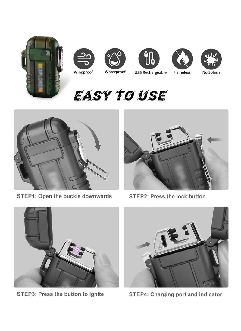 MissTiara - Waterproof Lighter Outdoor Windproof Lighter Dual Arc Lighter Electric Lighters USB Rechargeable-Flameless-Plasma Cool Lighters for Camping,Hiking,Adventure,Survival Tactical Gear - Image 1