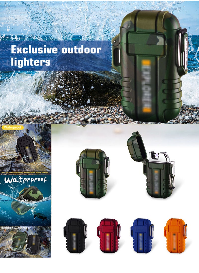 MissTiara - Waterproof Lighter Outdoor Windproof Lighter Dual Arc Lighter Electric Lighters USB Rechargeable-Flameless-Plasma Cool Lighters for Camping,Hiking,Adventure,Survival Tactical Gear - Image 1