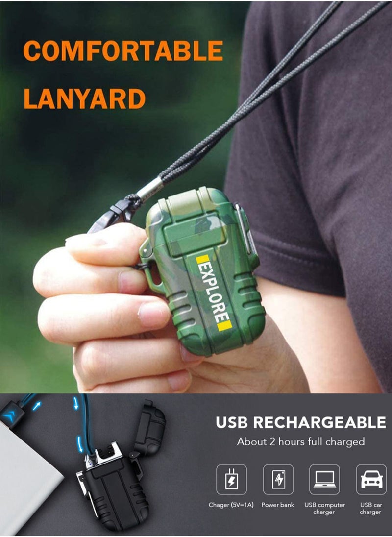 MissTiara - Waterproof Lighter Outdoor Windproof Lighter Dual Arc Lighter Electric Lighters USB Rechargeable-Flameless-Plasma Cool Lighters for Camping,Hiking,Adventure,Survival Tactical Gear - Image 1