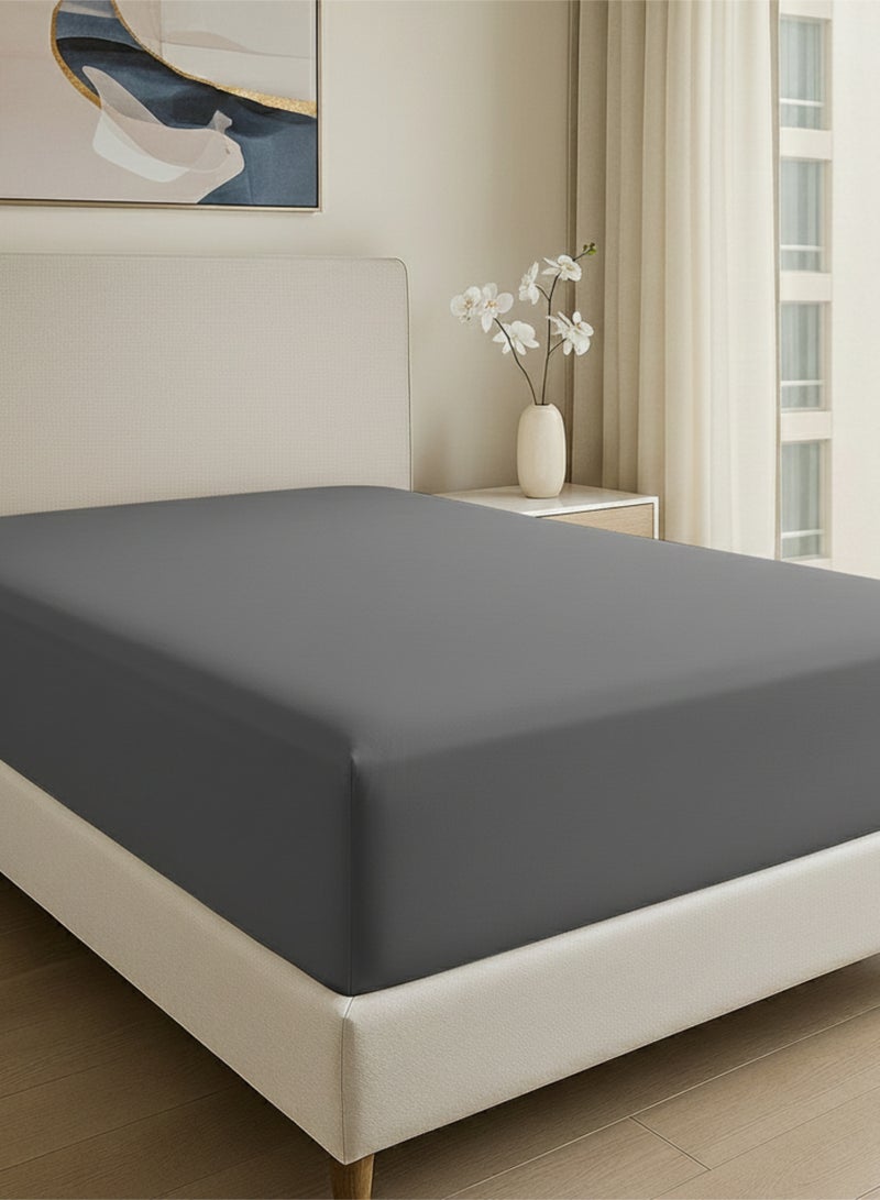 Cloud Scape Linen 600 Thread Count Egyptian Cotton Fitted Sheet ( Queen, Charcoal) - Image 1