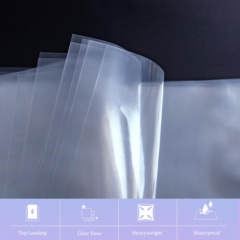 AKONEGE 50 Pack No Holes Sheet Protectors 8.5 x 11 Inch Letter Size Page Protectors for Documents, Prints, Top Loading Heavyweight Clear View Plastic Sleeves for Papers, Artworks, Photos - Image 3