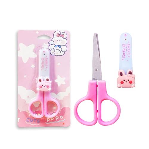 FunBlast Cartoon Stainless Steel Craft Scissor- Kawaii Scissor with Safety Cover, Paper Cutting Scissors for Art and Craft Work, Craft Scissors, Ideal for Scrapbooking, Paper Cutting, DIY (Pink) - Image 1