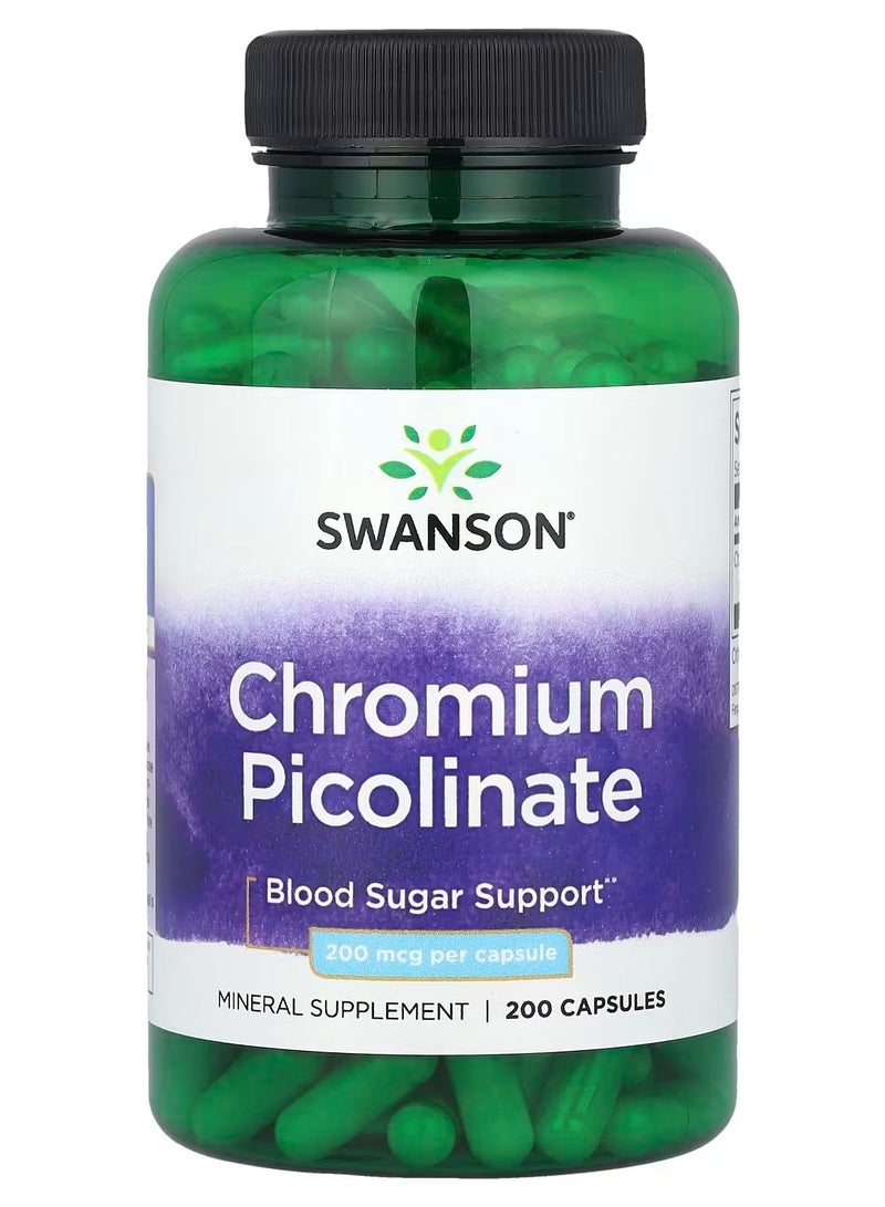سوانسون بيكولينات الكروم 200 ميكروغرام، 200 كبسولة