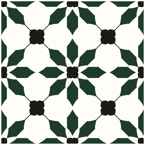 MORCART 7.87" x 7.87" Peel and Stick Floor Tile, 20 PCS Self-Adhesive DIY Vinyl Flooring for Renters, Removable and Waterproof Tile Sticker for Bathroom, Kitchen, Staircase (Black Green) - Image 1