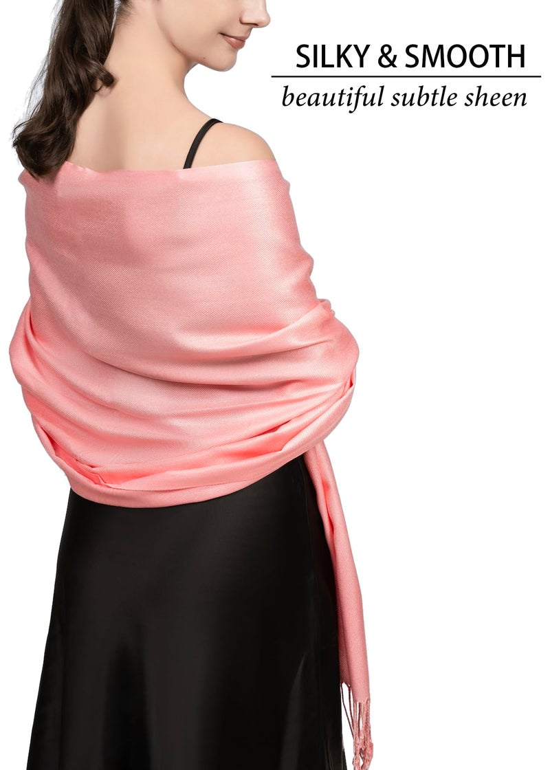 Achillea Soft Silky Pashmina Scarf for Women - Shawl Wrap for Evening Dresses, Bridesmaids, Weddings & Everyday Wear (Blush Pink) - Image 3