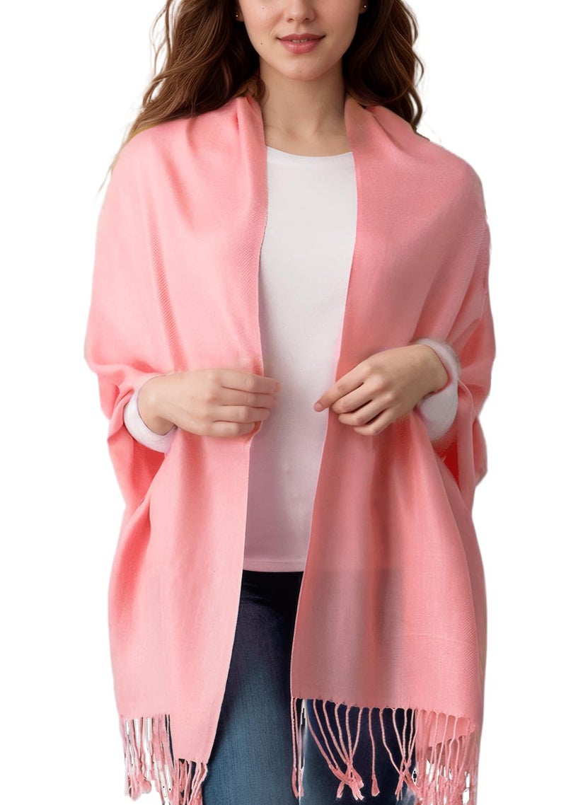 Achillea Soft Silky Pashmina Scarf for Women - Shawl Wrap for Evening Dresses, Bridesmaids, Weddings & Everyday Wear (Blush Pink) - Image 1