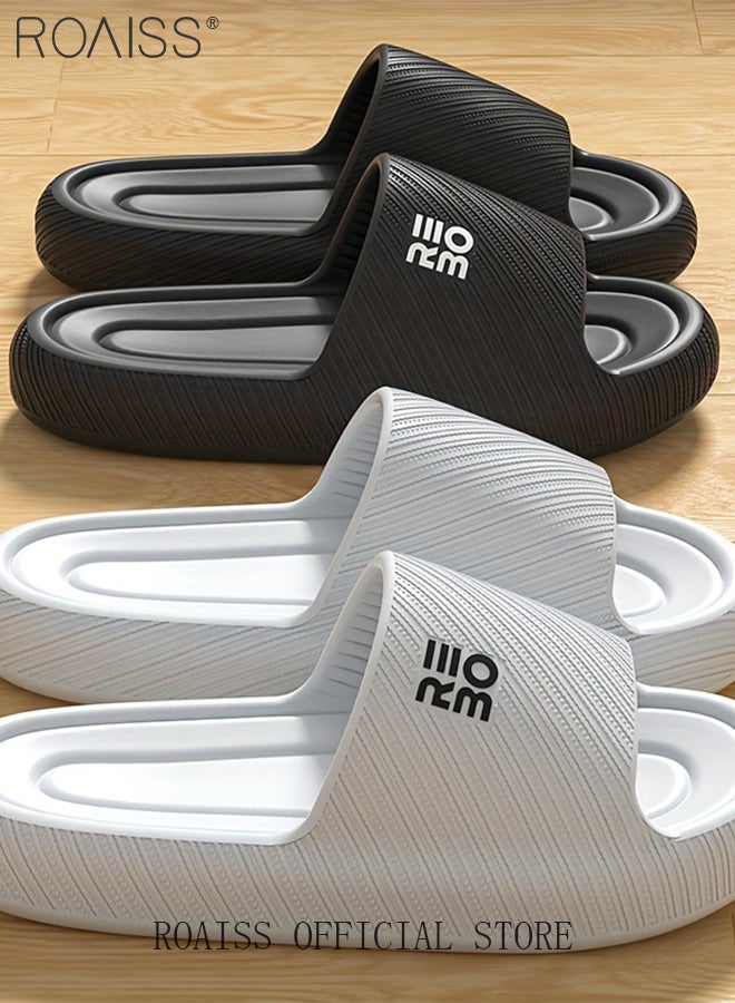 roaiss Thick Sole EVA Household Slippers for Men Trendy Anti-Slip Non-smellable Soft Elasticity Skin Friendly Outdoor Slides Comfortable Cool Lightweight Indoor Bath Home Sandals  - Image 5