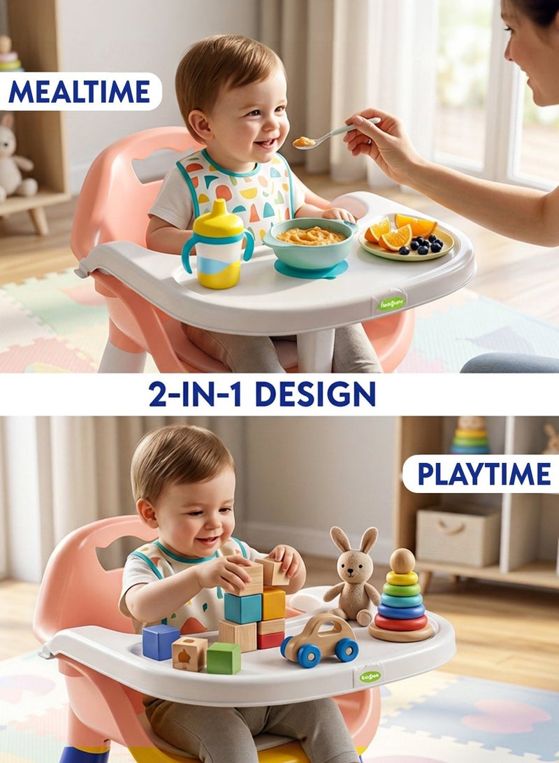 Baybee Kids Booster Seat for Baby with Feeding Tray | Portable Baby Feeding Chair & Dining Seat for Toddlers | Baby Chair with Food Tray | Baby Booster Chair for Eating Home Travel suitable for 1 to 5 Years Pink - Image 4