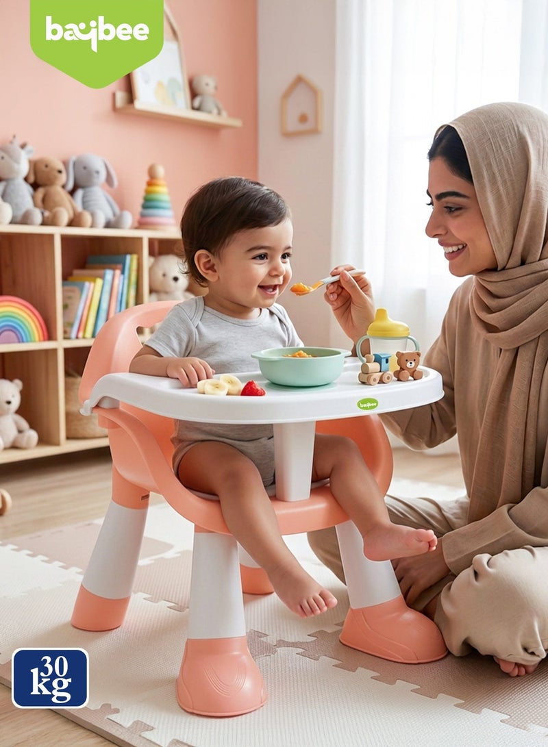 Baybee Kids Booster Seat for Baby with Feeding Tray | Portable Baby Feeding Chair & Dining Seat for Toddlers | Baby Chair with Food Tray | Baby Booster Chair for Eating Home Travel suitable for 1 to 5 Years Pink - Image 2