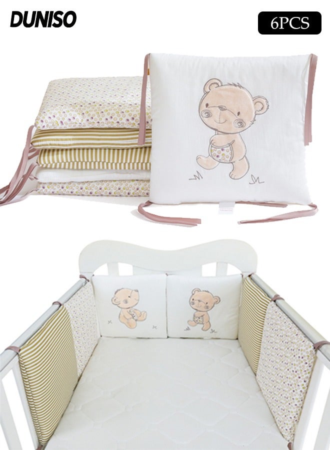 DUNISO 6 قطع واقي سرير الأطفال، بطانة سرير شبكية قابلة للتنفس، غطاء سكة سرير آمن وقابل للغسل، مضاد للاصطدام، سهل التنظيف، مناسب لمجموعة متنوعة من أسرّة الأطفال، 30 سم * 30 سم - Image 1