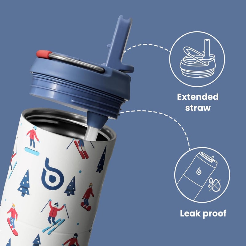 bottle bottle Insulated Water Bottle 24oz with Straw Lid and Handle for Sports Travel Gym Stainless Steel Water Bottles Double-Wall Vacuum Metal Leak Proof BPA-Free (Skiing) - Image 3