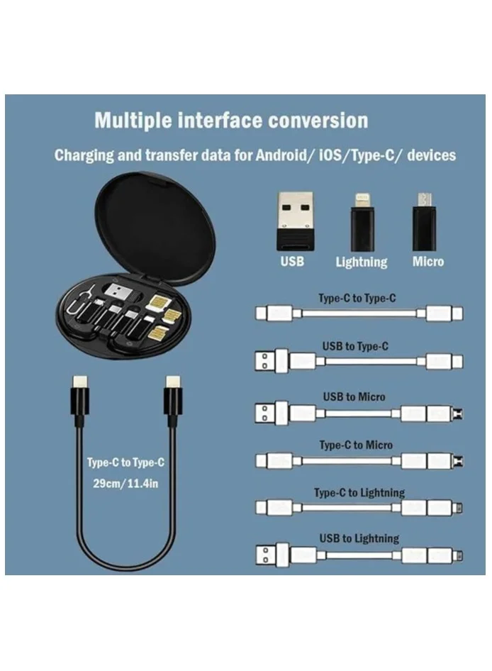 Memorii Multi cable connectors with 15W Wireless Charger Travel Cable Set Pocket USB C to Micro USB Lightning USB A Cable Convertor Adapter Kit