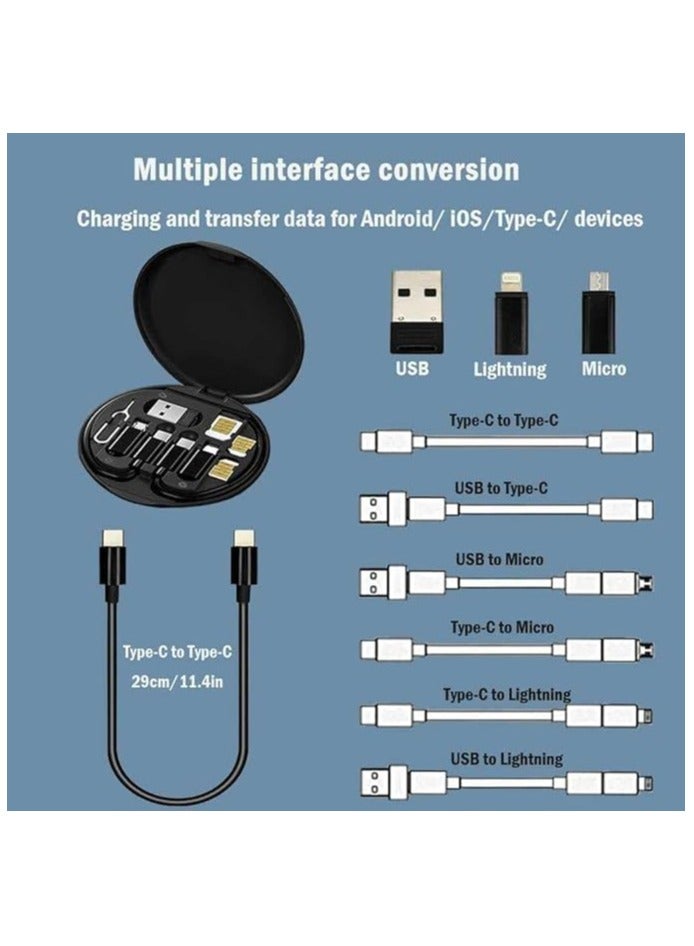 Memorii Multi cable connectors with 15W Wireless Charger Travel Cable Set Pocket USB C to Micro USB Lightning USB A Cable Convertor Adapter Kit - Image 5