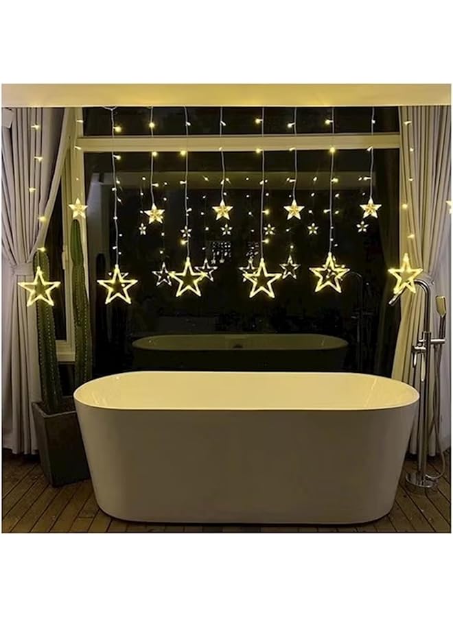 HALAMODO Led String Lights With 8 Lighting Mode Twinkle Stars Shaped Curtain Decorative Hanging Lights Holiday Decoration Battery Operated Warm White  - Image 4
