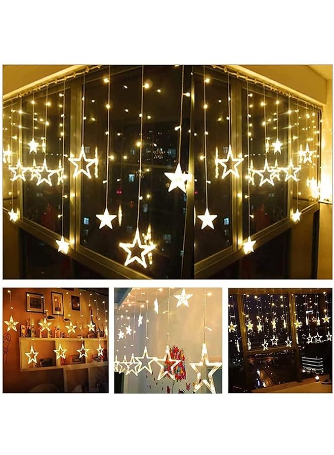HALAMODO Led String Lights With 8 Lighting Mode Twinkle Stars Shaped Curtain Decorative Hanging Lights Holiday Decoration Battery Operated Warm White  - Image 5