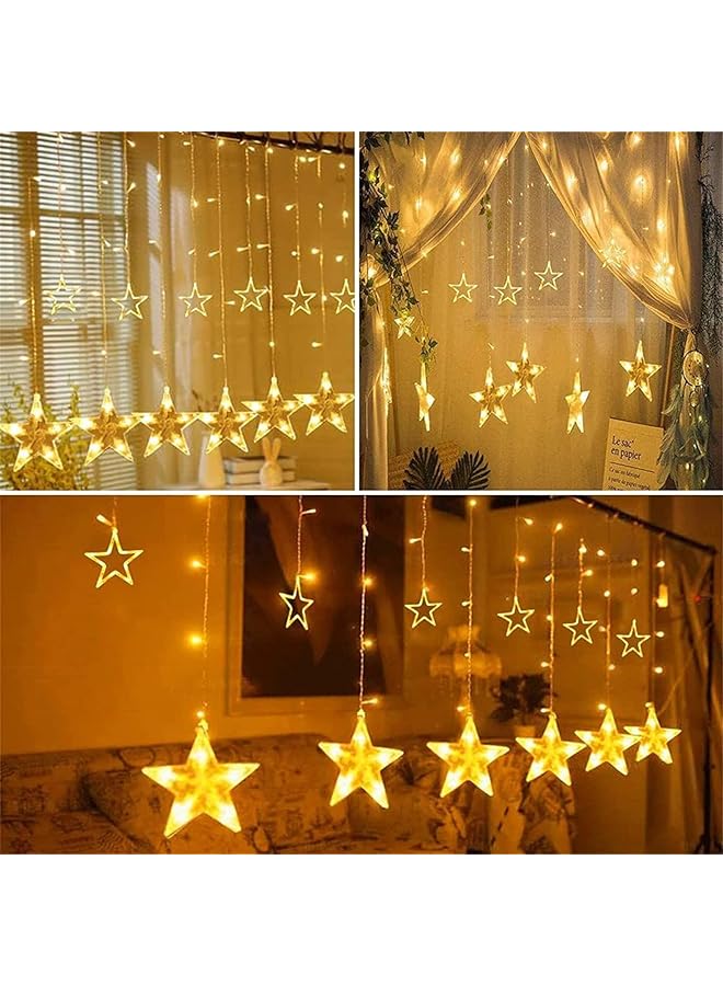 HALAMODO Led String Lights With 8 Lighting Mode Twinkle Stars Shaped Curtain Decorative Hanging Lights Holiday Decoration Battery Operated Warm White  - Image 2