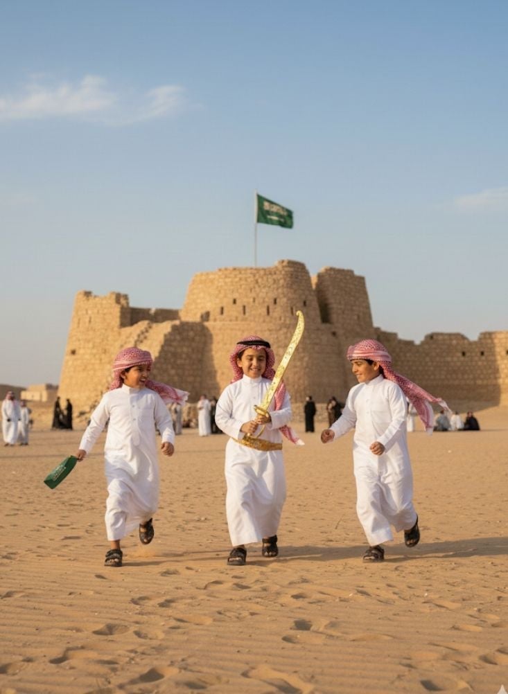 Premium Saudi Traditional Kids Sword Costume Prop – Decorative Arabic Toy Sword for National Day & Founding Day, Lightweight Safe Play Sword for Children, Cultural Dress Accessory in Saudi Arabia - Image 2