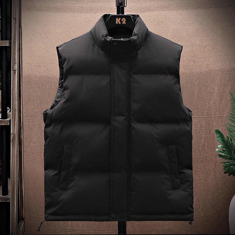 Men'S And Women'S Down Cotton Vest Men'S Casual Fashionable Vertical Collar Thickened Warm Sleeveless Vest Vest - Image 1