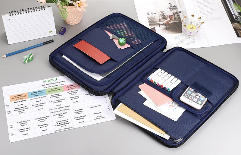 BTSKY New Universal A4 Document Bags Portfolio Organizer- Waterproof Travel Gear Organizer Zipper Case/Document File Bag for Ipads, Notebooks, Pens, Document Dark Grey New - Image 3