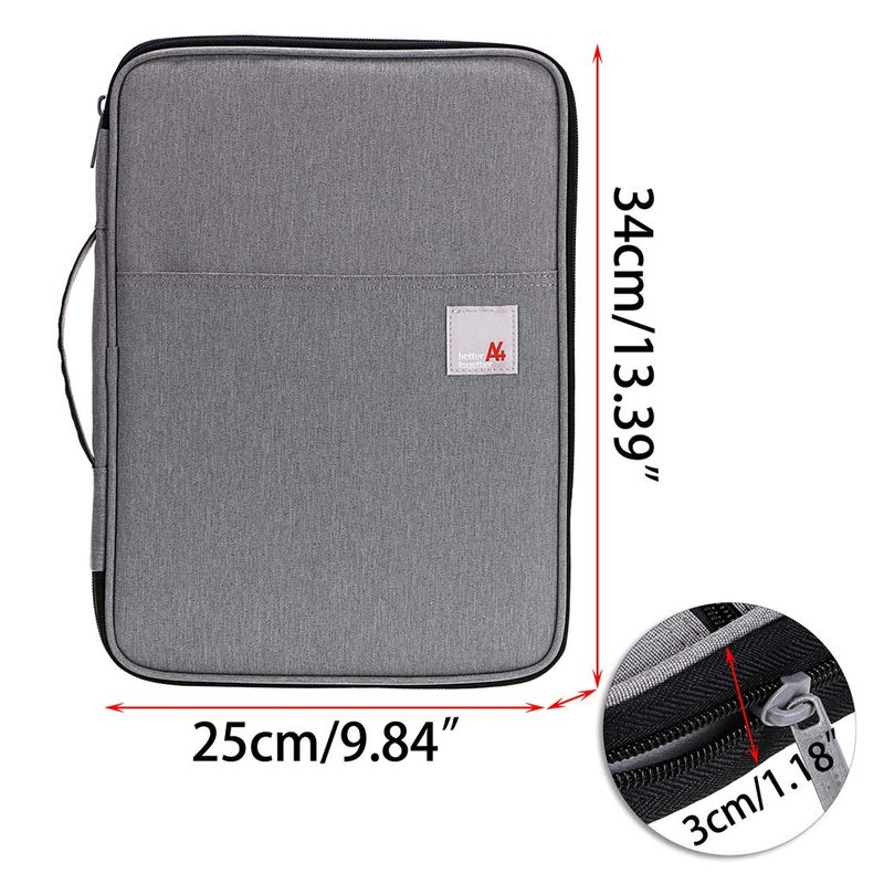 BTSKY New Universal A4 Document Bags Portfolio Organizer- Waterproof Travel Gear Organizer Zipper Case/Document File Bag for Ipads, Notebooks, Pens, Document Dark Grey New - Image 2