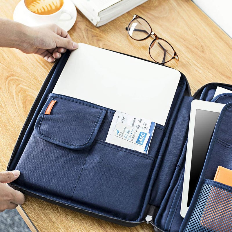 BTSKY New Universal A4 Document Bags Portfolio Organizer- Waterproof Travel Gear Organizer Zipper Case/Document File Bag for Ipads, Notebooks, Pens, Document Dark Grey New - Image 5