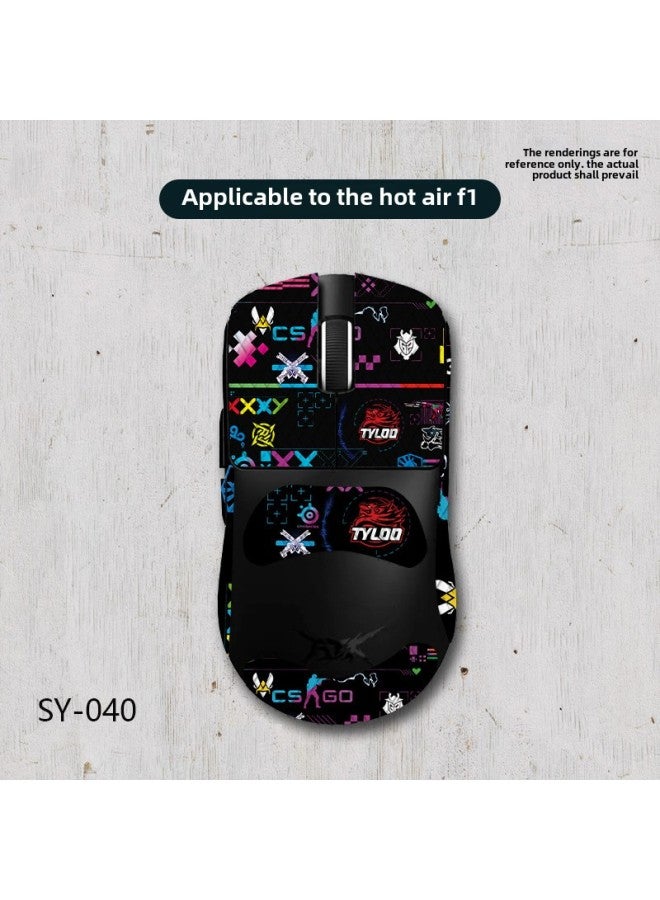 Suitable For ATK Fierce Air F1 PRO/PROMAX Mouse Anti-Slip Sticker Master Edition Full Pack With Back Sticker Sweat-Absorbing Lizard Skin-Color:ATK Fierce Empty F1-SY-040 Team Printing/Black Diamond-Full Package  - Image 1