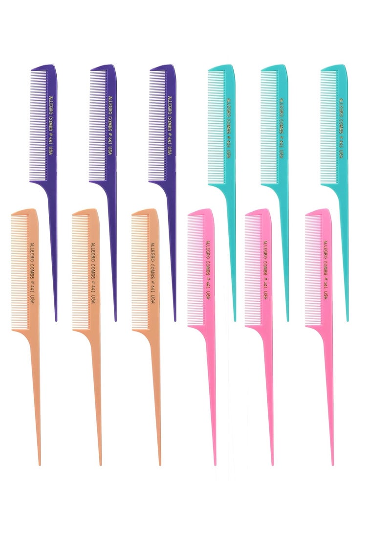 Allegro Combs Allegro Combs 441 85 In Rat Tail Combs Pintail Braiding Or Parting Fine Teeth Rattail Hair Picks Combs Set For Hair Styling USA 1 Dz FRESH MIX 