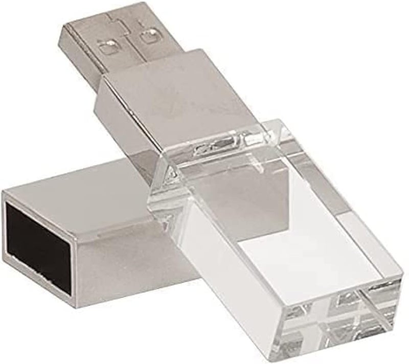 HONGPAS New Crystal Transparent Rectangle Genuine USB Flash Drive 3.0 LED Light Memory Stick Birthday Wedding Gift Pen Drive,Silver (32GB) - Image 1