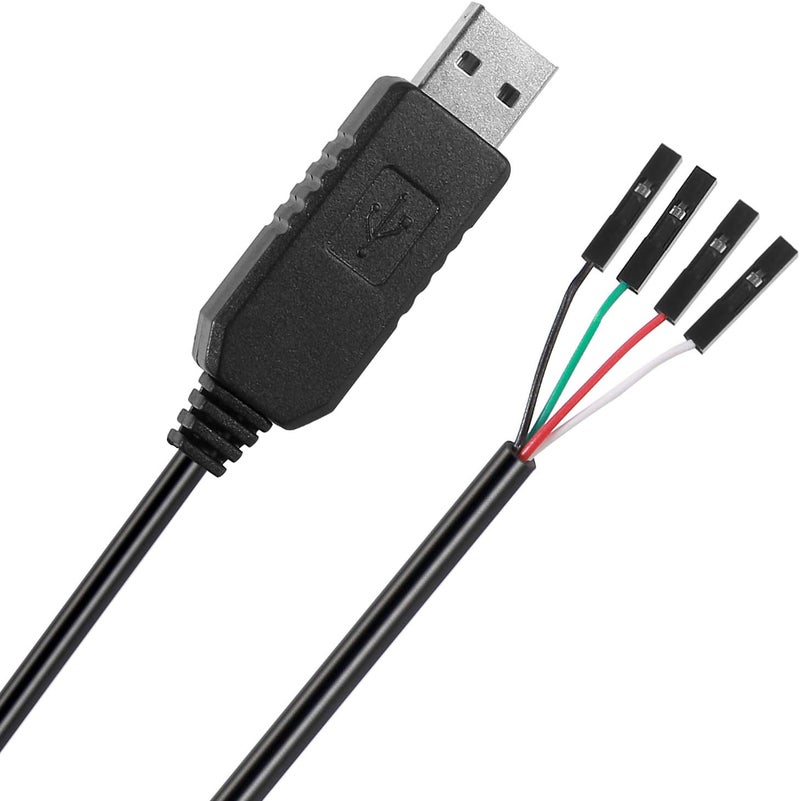 اتنسينك 2 عبوة PL2303 PL2303HX: كابل تحويل من USB إلى TTL سلسلي بجهد 3.3V، كابل تصحيح الأخطاء، محول من USB إلى RS232 TTL، منفذ أنثوي بـ 4 أطراف لتنزيل البرامج على أردوينو (كابل PL2303HX) - Image 3