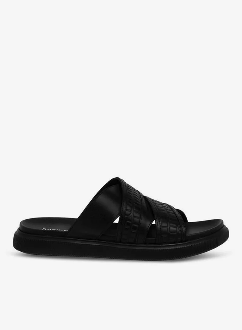 DUCHINI BLACK Men Leather Cross Strap Sandals for Men | Best Price UAE