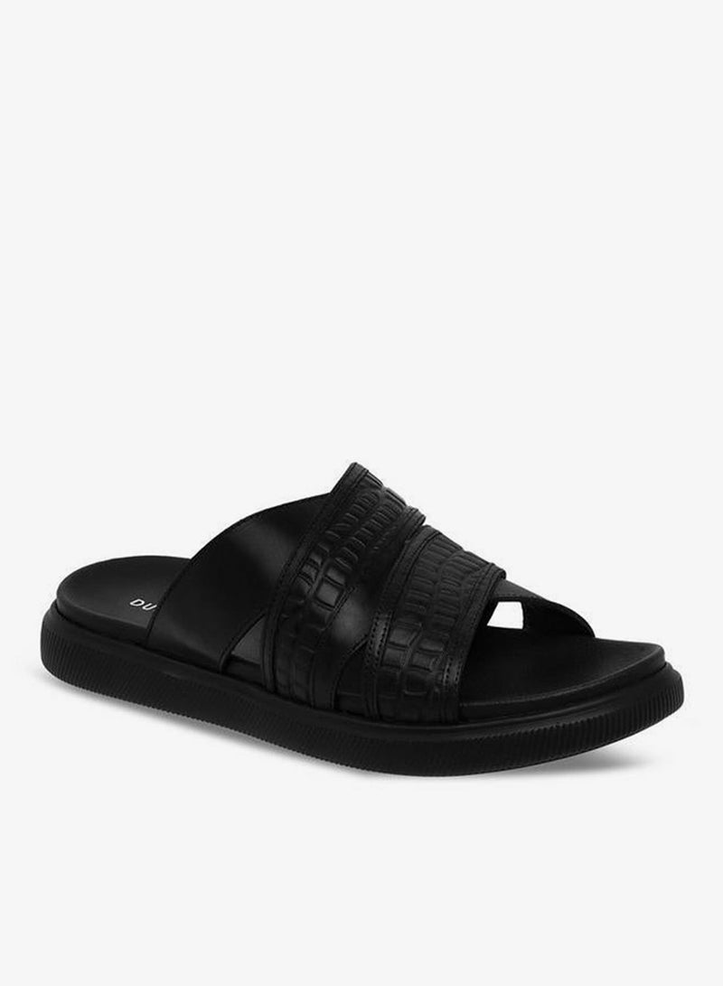 DUCHINI Men Leather Cross Strap Sandals - Image 1