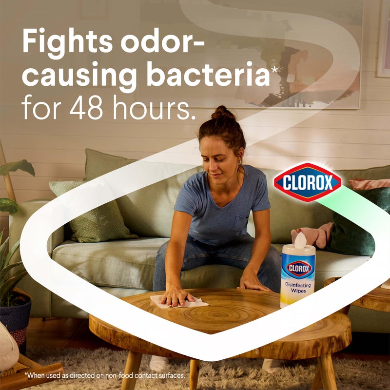 Clorox مناديل كلوركس المطهرة، مناديل تنظيف خالية من المبيض، مستلزمات منزلية، رائحة منعشة، غطاء محكم الرطوبة، 75 منديل، عبوة من 3 (تغليف جديد) - Image 5
