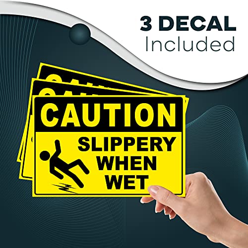 DIMARONGTON Caution Slippery When Wet Stickers, 4x6 Vinyl Decals, Caution Wet Floor Sign, 3 Pack - Image 4