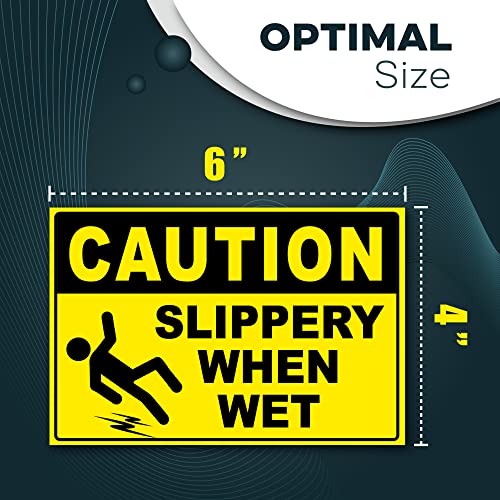 DIMARONGTON Caution Slippery When Wet Stickers, 4x6 Vinyl Decals, Caution Wet Floor Sign, 3 Pack - Image 2