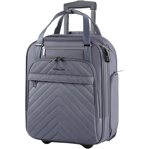 VANKEAN Carry On Underseat 16-inch Multi-functional Underseater Lightweight Overnight Suitcase with Wheels, Roller Case for Men Women Travel Business, Dark Grey - Image 1