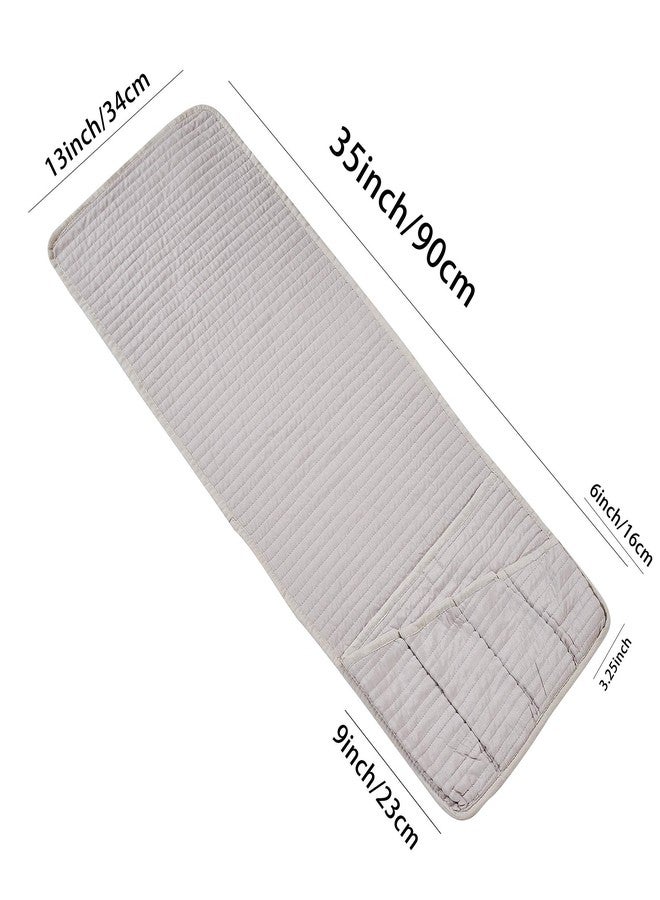 Brilliant Sunshine منظم مسند ذراع أريكة فاخر بلون بيج فاتح من بريليانت صن شاين، مزود بخمسة جيوب، وحامل كرسي استرخاء، وبطانة مبطنة بقنوات نصف بوصة، وحامل قابل للغسل لأجهزة التحكم عن بعد، ومساحة تخزين للمجلات والأجهزة اللوحية، مقاس 35×13 بوصة، لون بيج فاتح. - Image 2