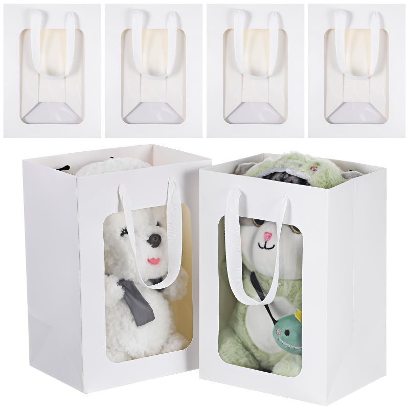 20 Pcs Window Bags With Handles 18 X 13 X 25Cm Light Colored Celebration Treat Bags For Wedding Birthday Bouquet Wrapping - Image 2