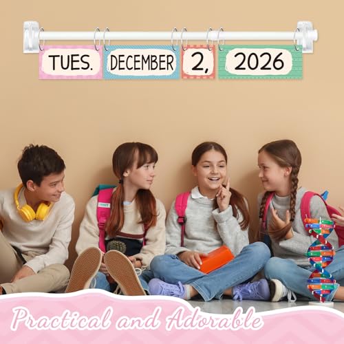 Yewfold Boho Flip Calendar for Classroom with Adjustable Holder，Flip Calendar with 54 Date Cards for Home Elementary Kindergarten Classroom Decor - Image 5