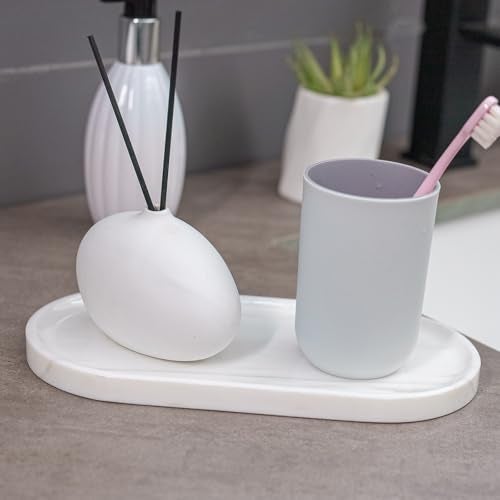 VeroBell Marble Tray 9.8”x4.7”x0.6”| Oval Stone Tray for Kitchen Counter, Bathroom Vanity & Jewelry Organization – Natural Durable Marble Design (Star White)‌ - Image 5