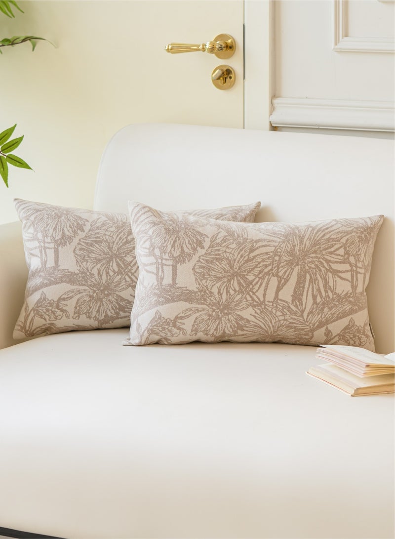 a moment a moment Beige Palm Leaves Decorative Cushion Cover 30x50 CM Botanical Monstera Tropical Palm Leaf Plants Decorative Throw Pillow Cover Set of 2 Farmhouse Home Decor Cushion for Sofa Couch Bed  - Image 1