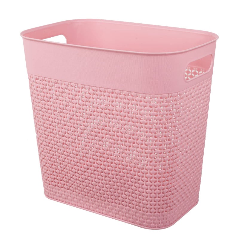 UUJOLY Plastic Trash Can Wastebasket, Garbage Container Basket for Bathrooms, Kitchens, Offices, Kids Rooms (Pink, 3 Gallon), 1 Pack - Image 1