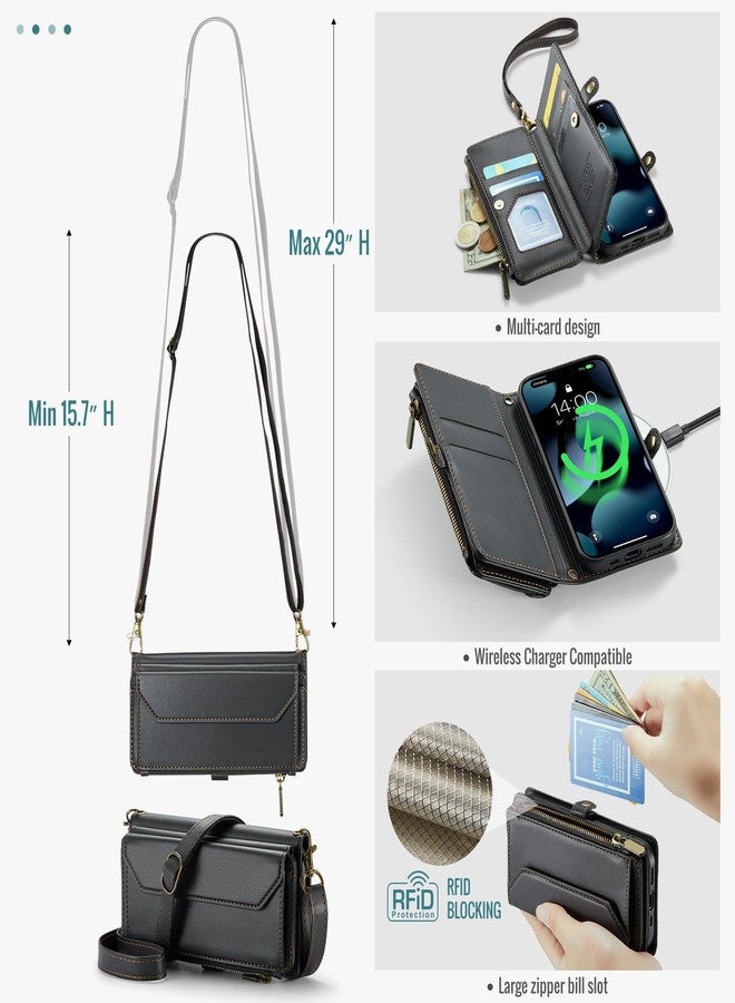 أسو ويش جراب هاتف Asuwish لهاتف iPhone 13 Mini مقاس 5.4 بوصة، غطاء محفظة بسحاب مع واقي شاشة وحامل بطاقات قابل للطي لحجب تقنية RFID، متوفر باللون الأسود، مناسب للرجال والنساء والفتيات. - Image 4