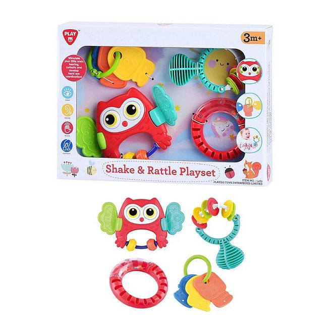 Playgo Shake & Rattle Playset for Babies - 4 Pieces, 3M+, Sensory & Motor Skills Development, 32x5x23 cm - Image 2