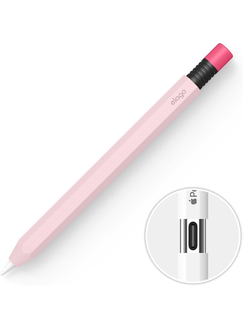 Elago Classic Pencil Case compatible with Apple Pencil USB-C Cover Sleeve, Classic Design Compatible with Magnetic Charging - Lovely Pink - Image 1