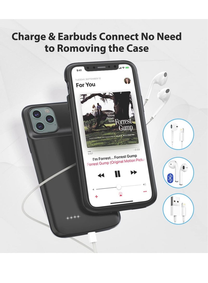 ELTRAZONE حافظة بطارية لهاتف iPhone 11 Pro، حافظة شحن محمولة واقية بسعة 4800 مللي أمبير في الساعة، حافظة شحن قابلة لإعادة الشحن من Smiphee (أسود) - Image 2