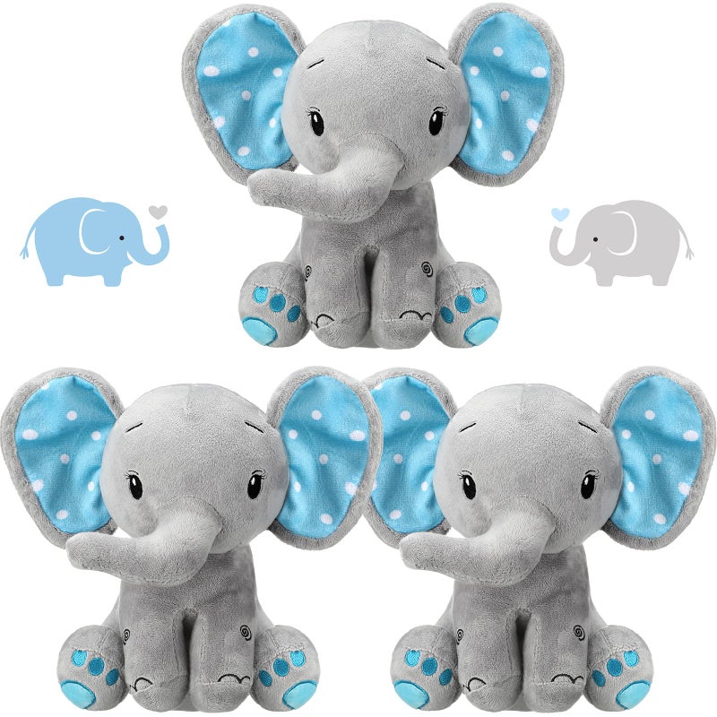Zomiboo 3 Pieces Elephant Stuffed Animal 8 Inch Baby Stuffed Elephant Animal Plush Toy Gift Baby Girl Boys Bed Decor Cute Style - Image 3