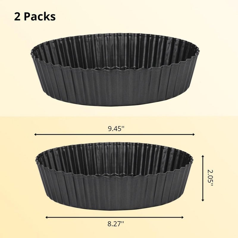 2 Packs Carbon Steel Baking Pan Dish, Fluted Round Tart Quiche Pie Pans, 9''/22.8 Cm Pie Pans with Removable Bottom, Easy to Use and Clean, Non-Stick Tart Pans - Image 5