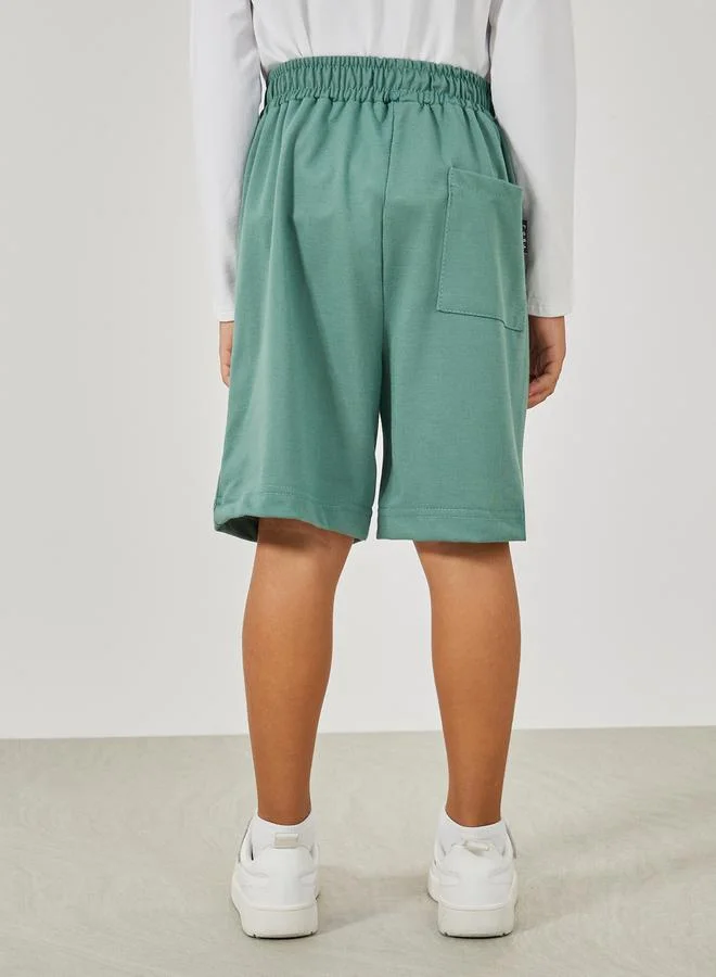 Styli Bear Embroidery Detail Knit Shorts